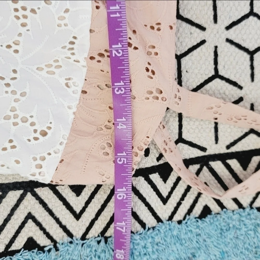 LOFT PEACH & WHITE EYELET LACE FIT & FLARE, SZ 6